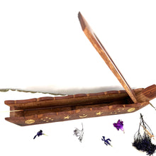 Load image into Gallery viewer, An inside view of an incense stick in the inner compartment of our incense holder.