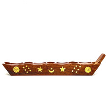 Load image into Gallery viewer, Boat Shape Wooden Incense Burner for 11 inch Incense Sticks.