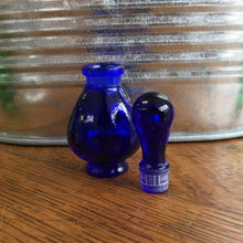 Cargar imagen en el visor de la galería, Cobalt Blue Potion Genie bottle with top off. This beautiful bottle is great for your boudoir.