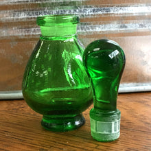 Cargar imagen en el visor de la galería, Green glass Potion Genie Bottle with Top off so you can see the ground glass stopper with plastic ring.