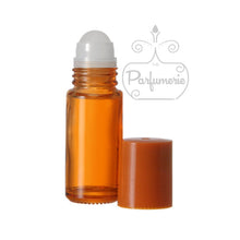 Load image into Gallery viewer, 30 ml orange glass roller bottle. Private Label Brand. Travel Perfume Bottle. Deodorant Roll On. Roll On Perfume Oil.