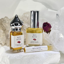 Load image into Gallery viewer, Red Rose Essential Oil Perfume comes in 3 different sizes for your perfume needs.