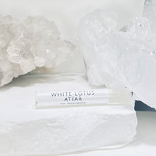 Cargar imagen en el visor de la galería, 1 ml sample vial of White Lotus Attar Essential Oil perfume is perfect to test for scent and skin compatibility.