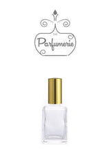 Cargar imagen en el visor de la galería, Small Perfume Bottle with clear glass. This Mini Perfume Bottle comes with a Gold Spray Top and Over Cap. A High Quality Spray Bottle that holds 1 oz. Perfume Oils, Essential Oils or Fragrance Oils.