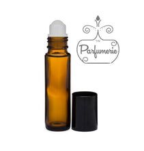 Load image into Gallery viewer, AMBER Glass Roll On Bottles - 10 ml - Plastic/PPE/Resin Rollerball Inserts - 1/3 oz.