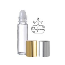 Load image into Gallery viewer, Clear Roll On Bottle with Plastic Insert and Metallic, Shiny Gold and Silver Cap Options