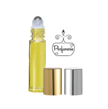 Load image into Gallery viewer, Yellow Perfume Roller Bottle with Steel Insert and Metallic Shiny Gold and Silver Caps