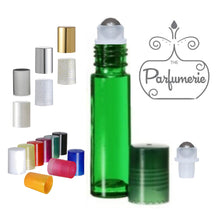 Load image into Gallery viewer, Green Roll On Bottle with Steel Insert and Color Caps