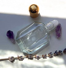 Load image into Gallery viewer, The Parfumerie offers a Perfume Bottle with a plastic Rollerball insert and a gold shiny cap! A travel Perfume Bottle.