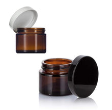 Load image into Gallery viewer, 1 oz. Amber straight side glass jar with lid options