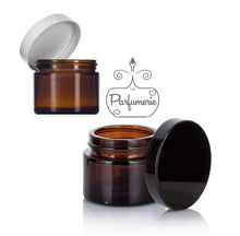 Load image into Gallery viewer, 1 oz. amber glass straight side jar with lid options