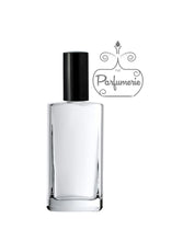 Load image into Gallery viewer, Perfume Bottle in size 3.4 oz. Atomizer Spray Bottle with Black Sprayer Top with over cap. Clear Glass Large Perfume Bottle for Perfume Oils, Essential Oils and Fragrance Oils for your business, home, office or car!