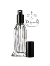Cargar imagen en el visor de la galería, o.6 oz. Tulip Style Glass Perfume Bottle. Spray Bottle with Sprayer top in Black with matching over cap. Atomizer Bottles perfect for Perfume Oils, Essential Oils, Fragrance Oils and Room Sprays.