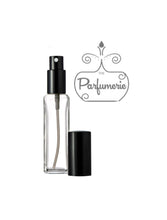 Cargar imagen en el visor de la galería, 1 oz. Tall Glass Perfume Bottle. Atomizer Spray Bottle. Black Sprayer top with matching over cap. Atomizer Bottles perfect for Perfume Oils, Essential Oils, Fragrance Oils and Room Sprays.