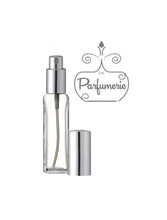 Cargar imagen en el visor de la galería, 1 oz. Tall Glass Perfume Bottle. Atomizer Spray Bottle. Silver Sprayer top with matching over cap. Atomizer Bottles perfect for Perfume Oils, Essential Oils, Fragrance Oils and Room Sprays.