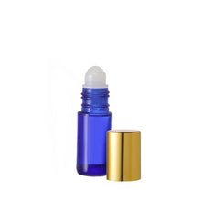 Load image into Gallery viewer, BLUE Glass Roll On Bottles - 5 ml - Plastic/PPE/Resin Rollerball Inserts - 1/6 oz.