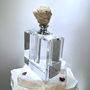 Crystal Perfume Bottle - Square Elegance, Quartz Top