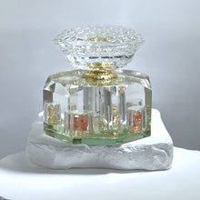 Load image into Gallery viewer, Crystal Perfume Bottle - Octagonal Base, Yellow/Orange Design