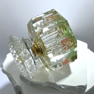 Crystal Perfume Bottle - Octagonal Base, Yellow/Orange Design