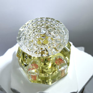 Crystal Perfume Bottle - Octagonal Base, Yellow/Orange Design