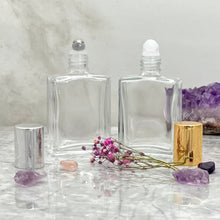 Load image into Gallery viewer, A luxury perfume bottle. This rectangle roll on is a great travel perfume bottle offering insert and cap options.
