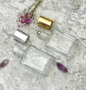 This rectangle perfume roller comes with a plastic or steel roller ball to roll on your perfume.