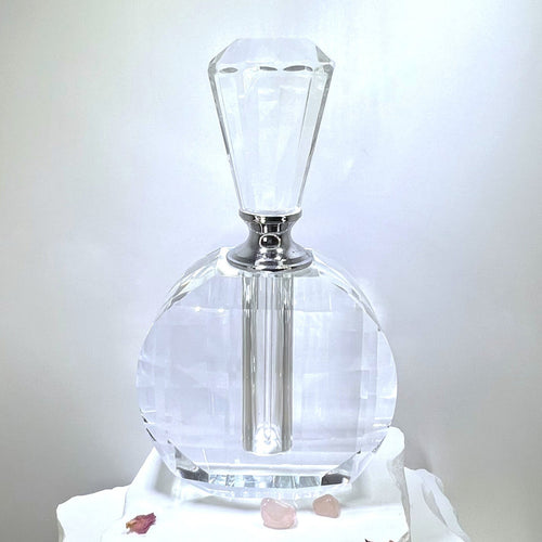 Crystal Perfume Bottle - Flat Round Keystone Top