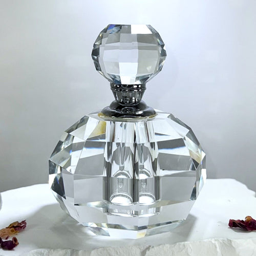 Crystal Perfume Bottle - Round Beveled