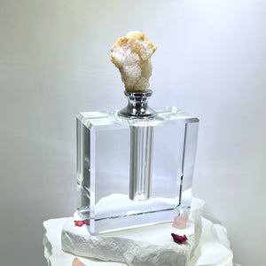 Crystal Perfume Bottle - Square Elegance, Quartz Top