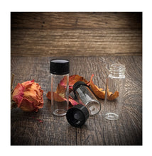 Load image into Gallery viewer, 1 Dram Glass Vials with Black Caps - 3.7ml Leak-Proof Sample Jars, Polycone Liner