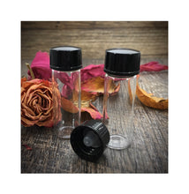 Load image into Gallery viewer, 1 Dram Glass Vials with Black Caps - 3.7ml Leak-Proof Sample Jars, Polycone Liner