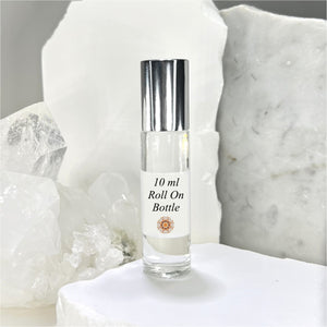 The Parfumerie offers a clear glass 10 ml Roll On Bottle with Stainless Steel roller and Silver Shiny Cap. 