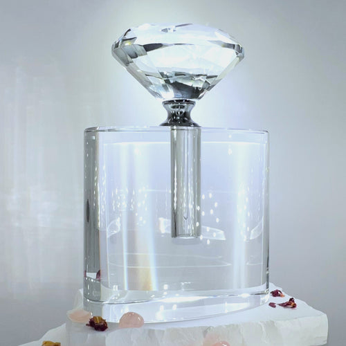 Crystal Perfume Bottle - Square Elegance, Oval Touch