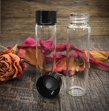 Load image into Gallery viewer, 2 Dram Glass Vials with Black Caps - 7.4ml Leak-Proof Sample Jars, Polycone Liner