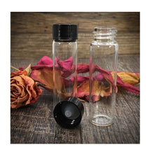 Load image into Gallery viewer, 2 Dram Glass Vials with Black Caps - 7.4ml Leak-Proof Sample Jars, Polycone Liner