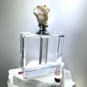 Crystal Perfume Bottle - Square Elegance, Quartz Top