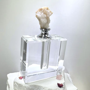 Crystal Perfume Bottle - Square Elegance, Quartz Top