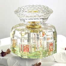 Load image into Gallery viewer, Crystal Perfume Bottle - Octagonal Base, Yellow/Orange Design