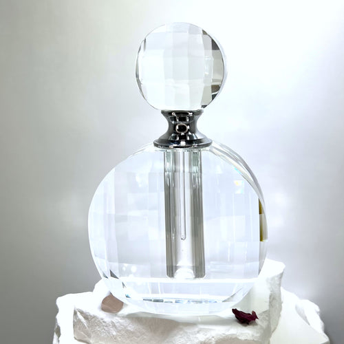 Crystal Perfume Bottle - Flat Round