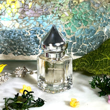 Load image into Gallery viewer, Our 8 ml Clear Glass Perfume Bottle can be filled with a unisex Oud Perfume Oil, Attar, Amber Perfume, Jasmine or Egyptian Musk.