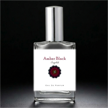Load image into Gallery viewer, Amber Black Imported Perfume Bottle with a silver sprayer cap. An atomizer spray perfume. 