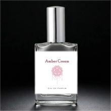 Load image into Gallery viewer, Amber Cream Perfume Bottle with a silver sprayer cap. An atomizer spray perfume. 