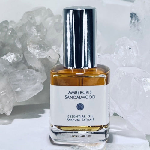 15 ml Ambergris Sandalwood Essential Oil Perfume. This luxury perfume bottle includes Certified Organic Cane Alcohol.