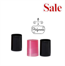 Load image into Gallery viewer, Black and Pink plastic caps for 5 ml and 10 ml roll on bottles.