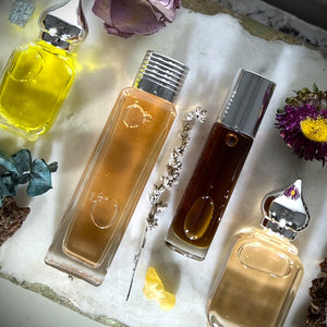 The Parfumerie offers many different size perfume bottle options. 10 ml Roll On, Gift and 30 ml Gift.