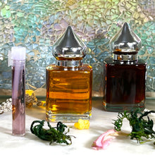 Load image into Gallery viewer, Our Clear Glass Perfume Bottles can be filled with a unisex Oud Perfume Oil, Attar, Amber Perfume, Jasmine or Egyptian Musk.