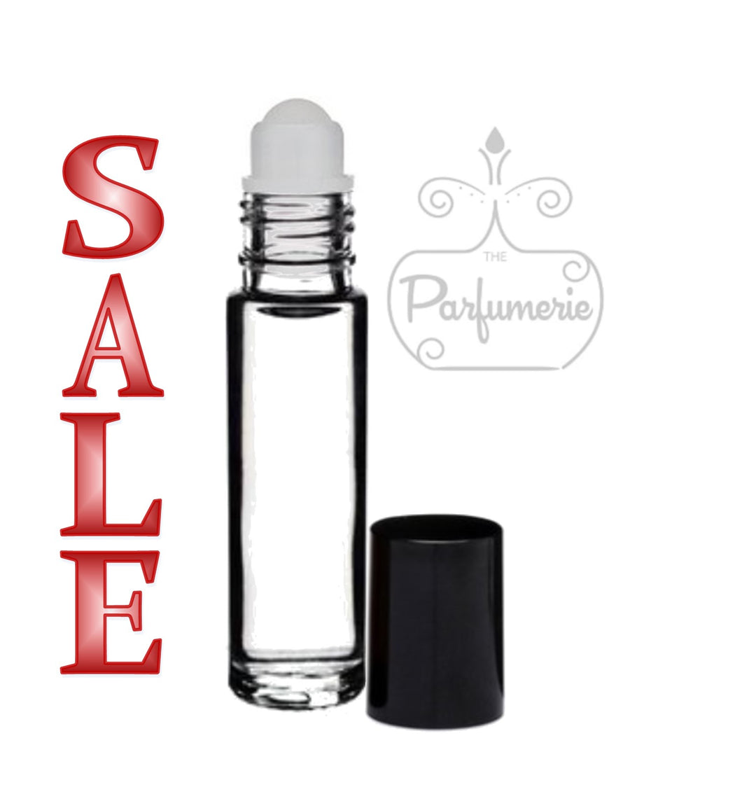 SALE! 144 pack of 10 ml clear glass thick  roll -on bottes with black cap and PPE roller inserts.