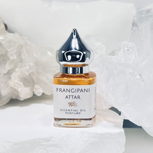"8 ml bottle of our Frangipani Attar perfume, perfect for on-the-go indulgence and travel."