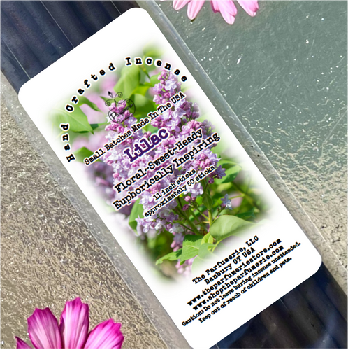 Lilac 11 inch incense sticks. A floral, sweet, heady and inspiring aroma.