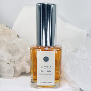 30 ml Motia Attar is blended with our Certified Cane Alcohol for an exquisite Eau de Parfum Extrait.